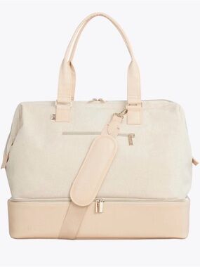BEIS Cream Two-Tone Weekender Travel Bag